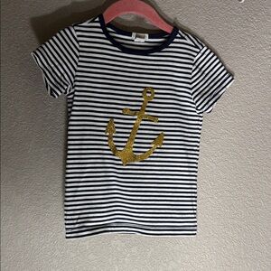 Nautical Striped Kids Shirt with Gold Anchor